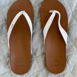 Reef Leather Sandals, White, Size 11